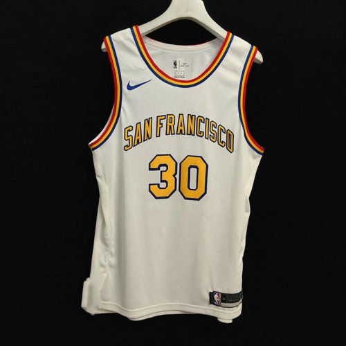 Warriors retro jersey 30 Curry white player version